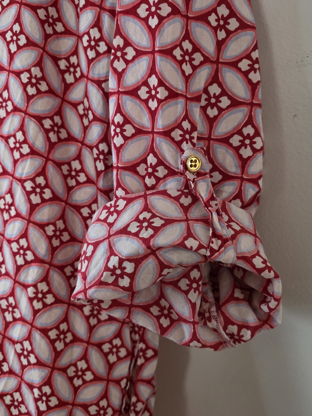 Liza Byrd Red, White and Blue Geometric Button-Up - Picture 4 of 9